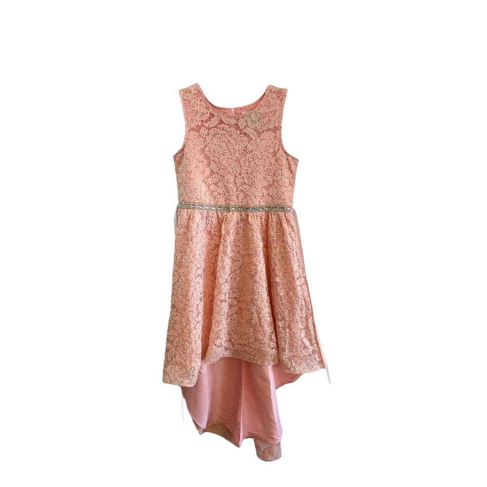 Rare Editions Pink Lace Formal Dress